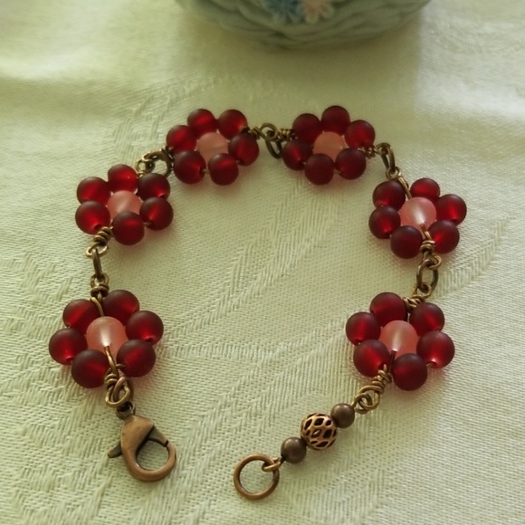J & R Gems & Jewelry! Jewelry - Copper WireWrapped Flower  Bracelet